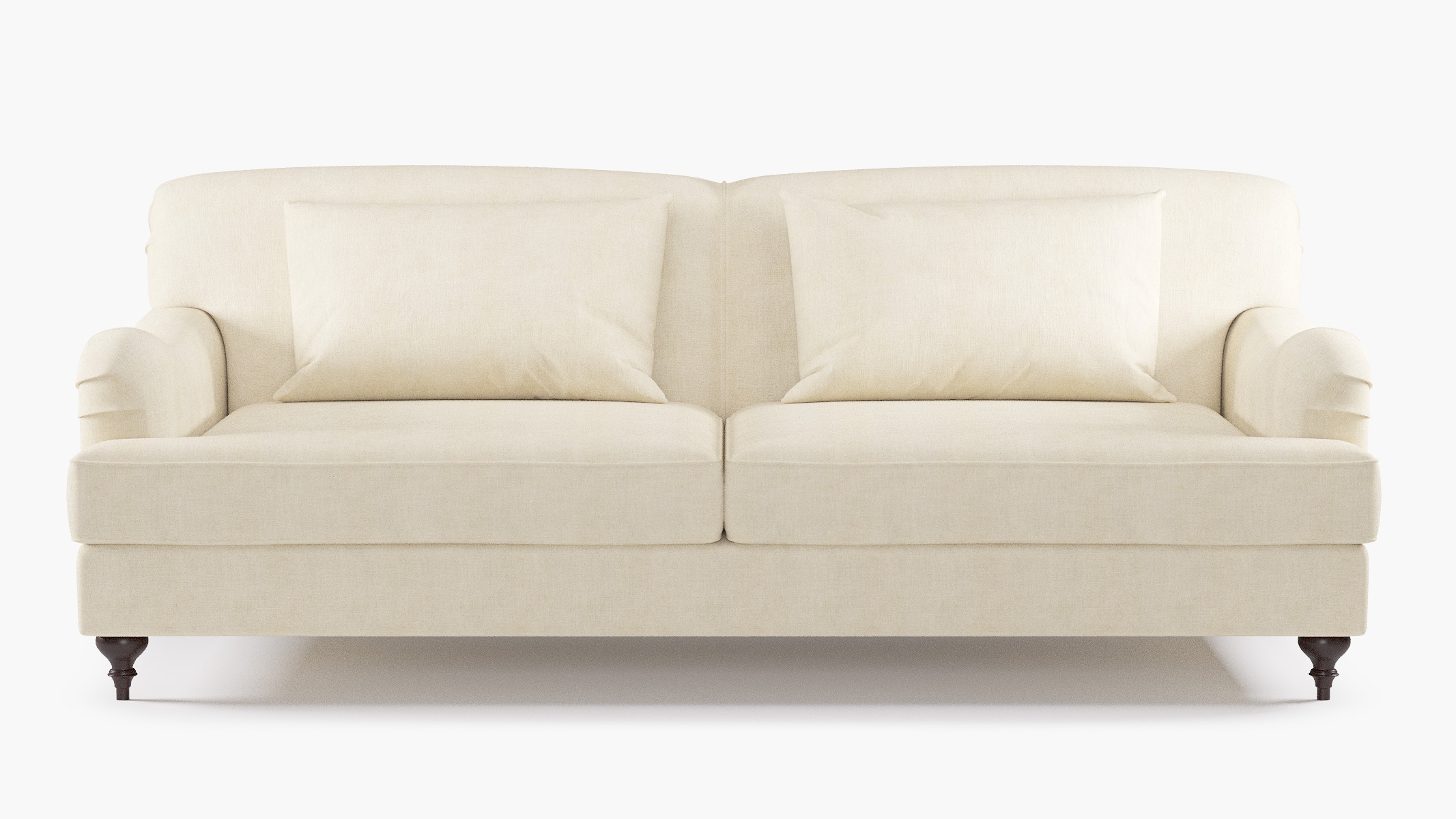 English Roll Arm Sofa, Talc Everyday Linen, Walnut - Image 0