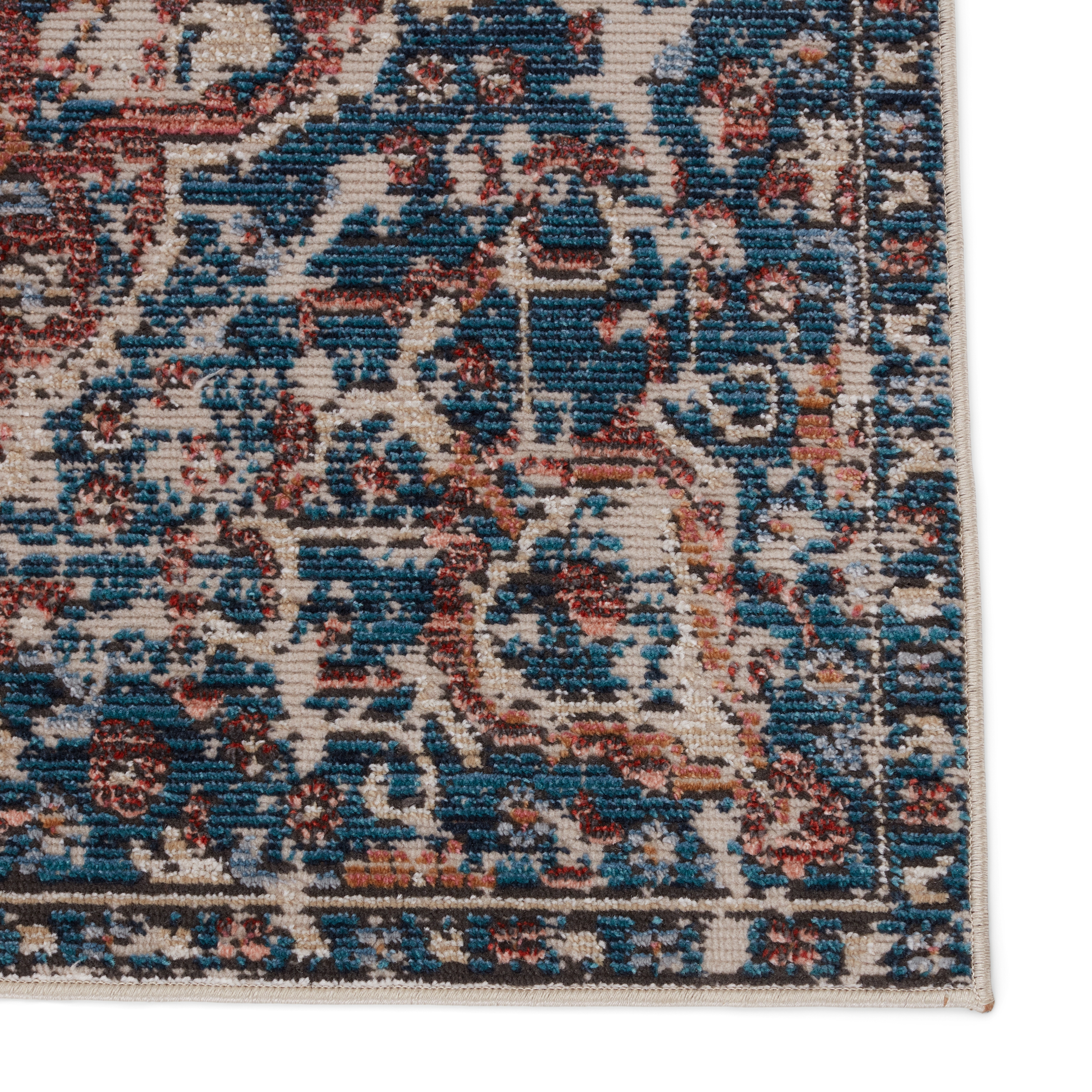 Vibe by Akela Indoor/ Outdoor Medallion Blue/ Rust Area Rug (5'X7'3") - Image 3