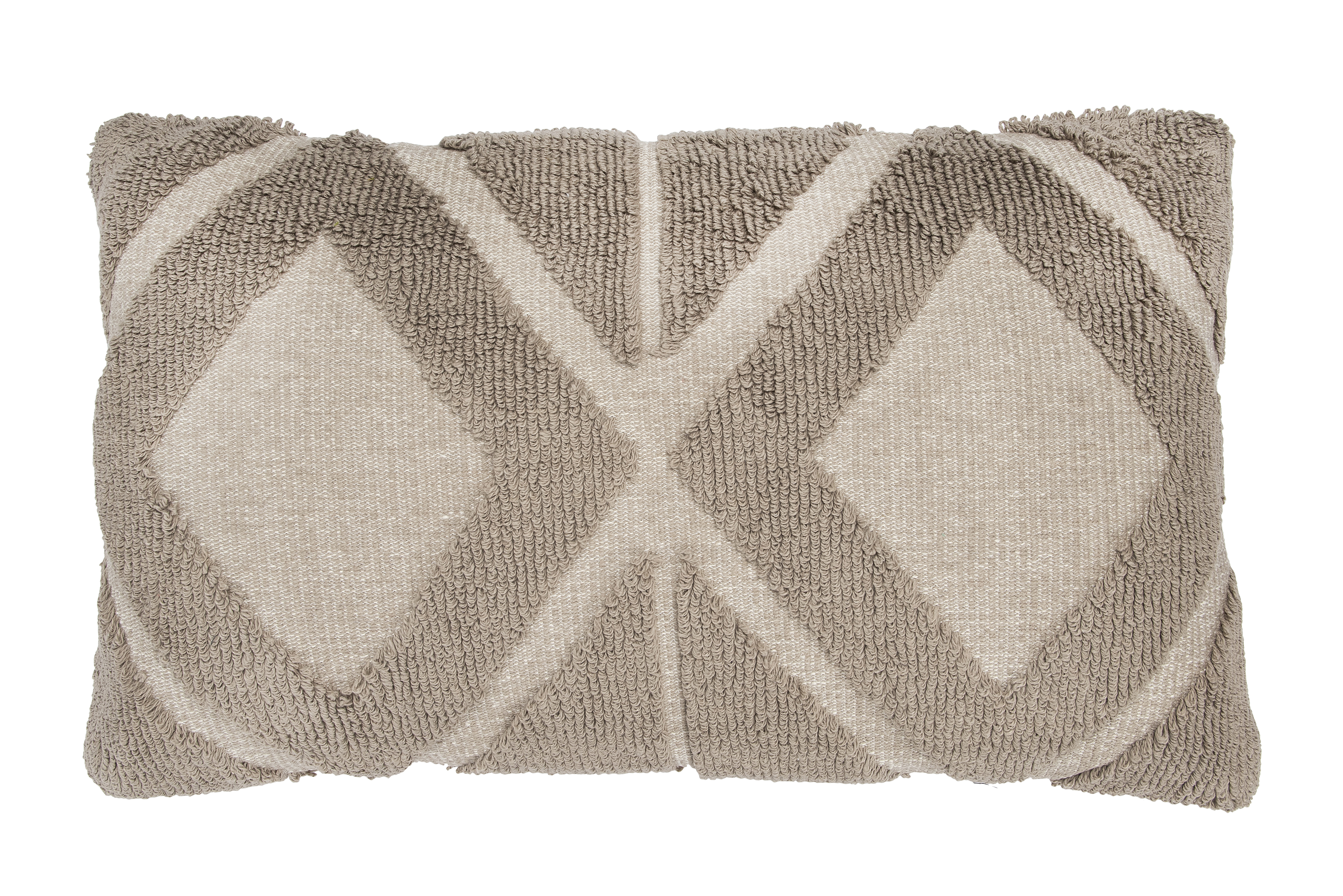 Taupe Cotton Blend Chenille Lumbar Pillow - Image 0
