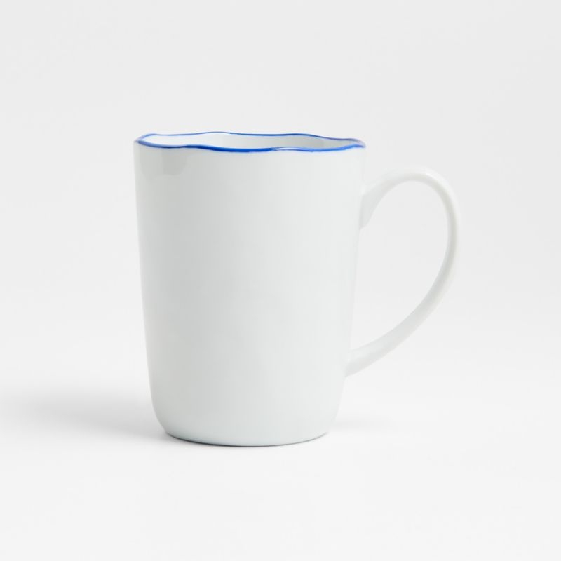 Mercer 14-oz. Blue Rim Porcelain Mugs, Set of 8 - Image 1