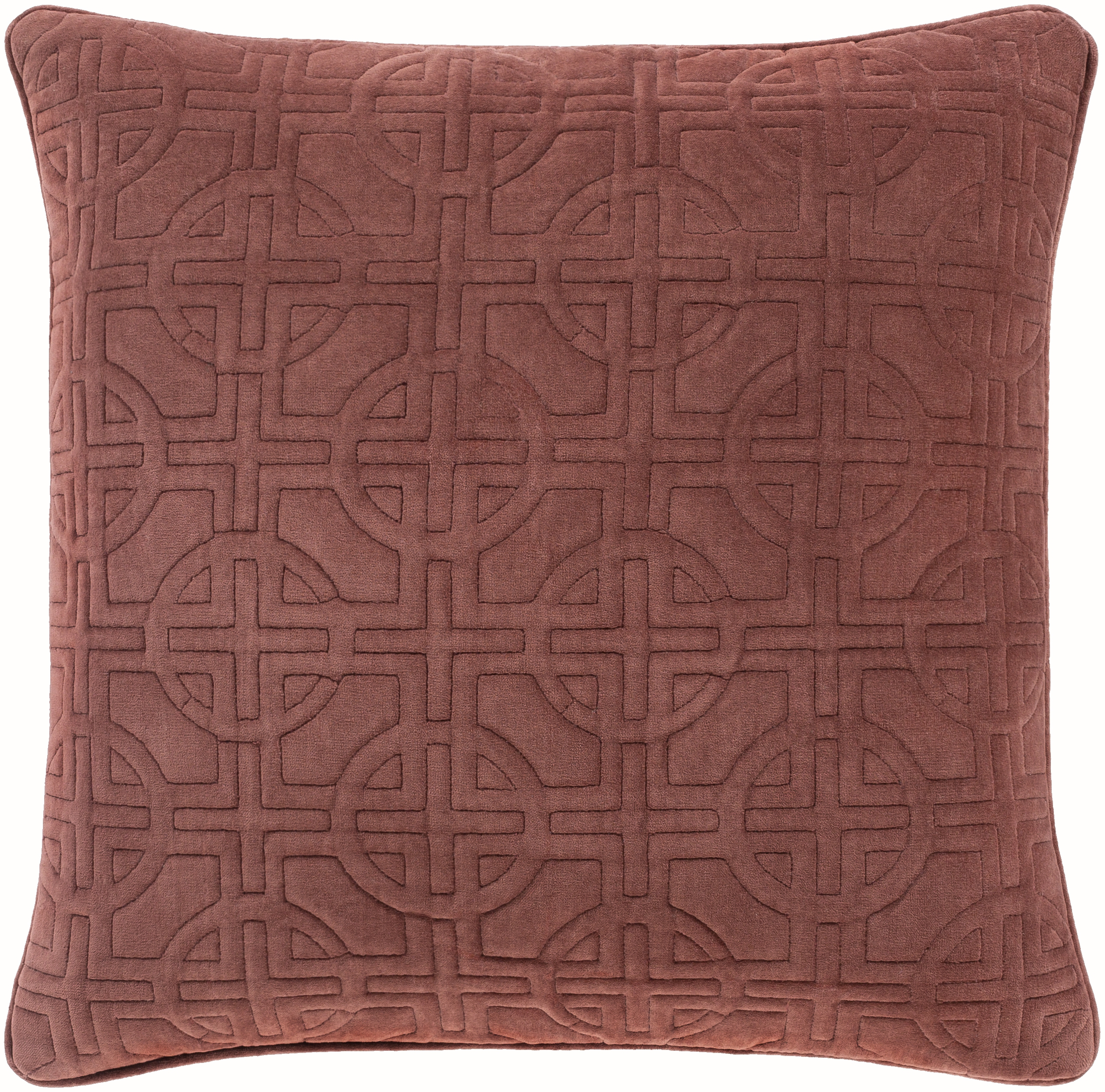 Quilted Cotton Velvet Throw Pillow, 20" x 20", with poly insert - Image 0