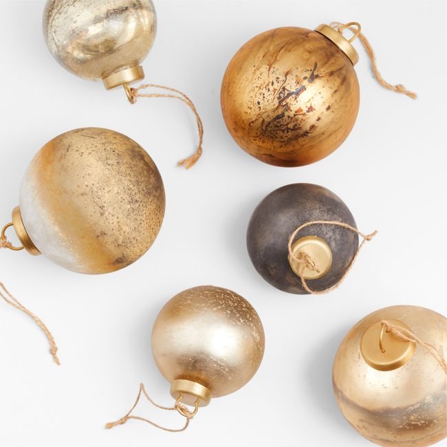 Textured Metallic Glass Ball Christmas Ornaments, Boxed Set of 6 - Image 0