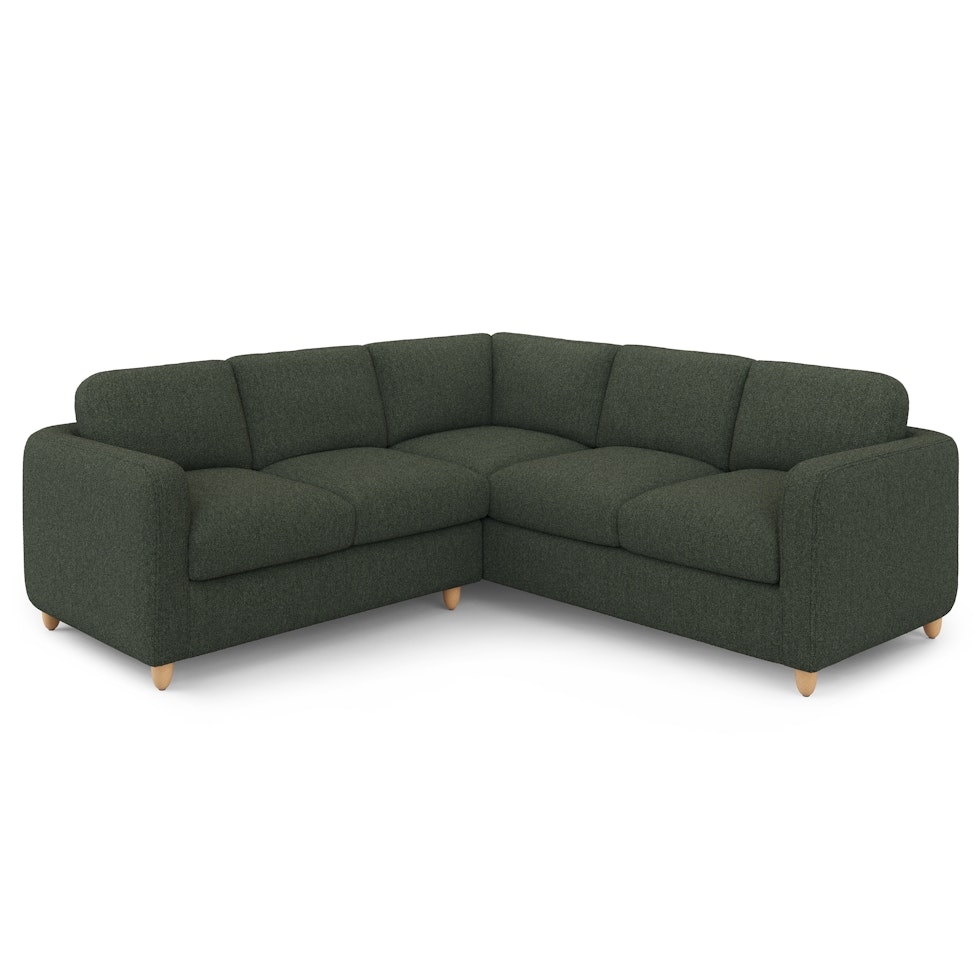 Vati 92" Corner Sectional - Natural Oak and Green Wool Bouclé - Image 0