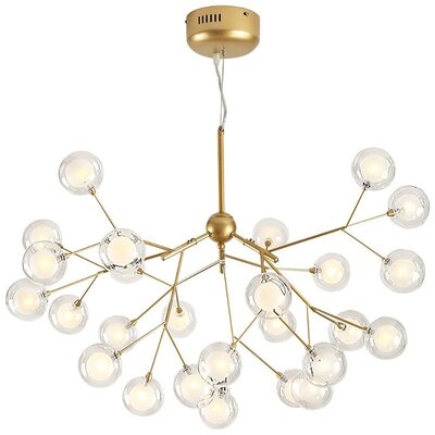 Modern Gold Metal And Glass Art Deco Design Chandelier Pendant Light - Image 0
