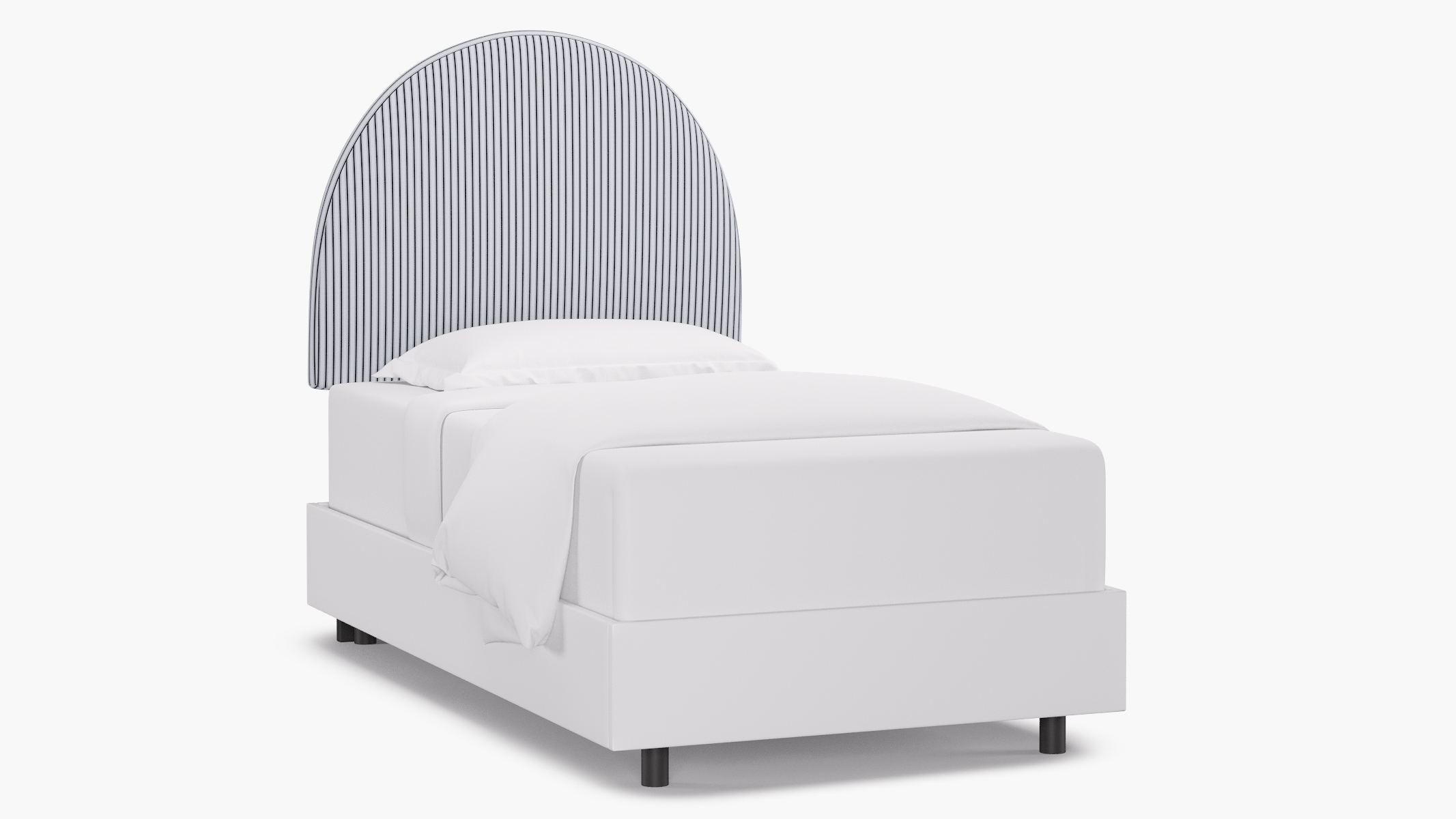Arched Back Headboard, Black Classic Ticking Stripe, Twin - Image 0