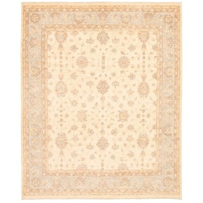 One-of-a-Kind Hand-Knotted New Age Oushak Ivory 8' x 9'10" Wool Area Rug - Image 0
