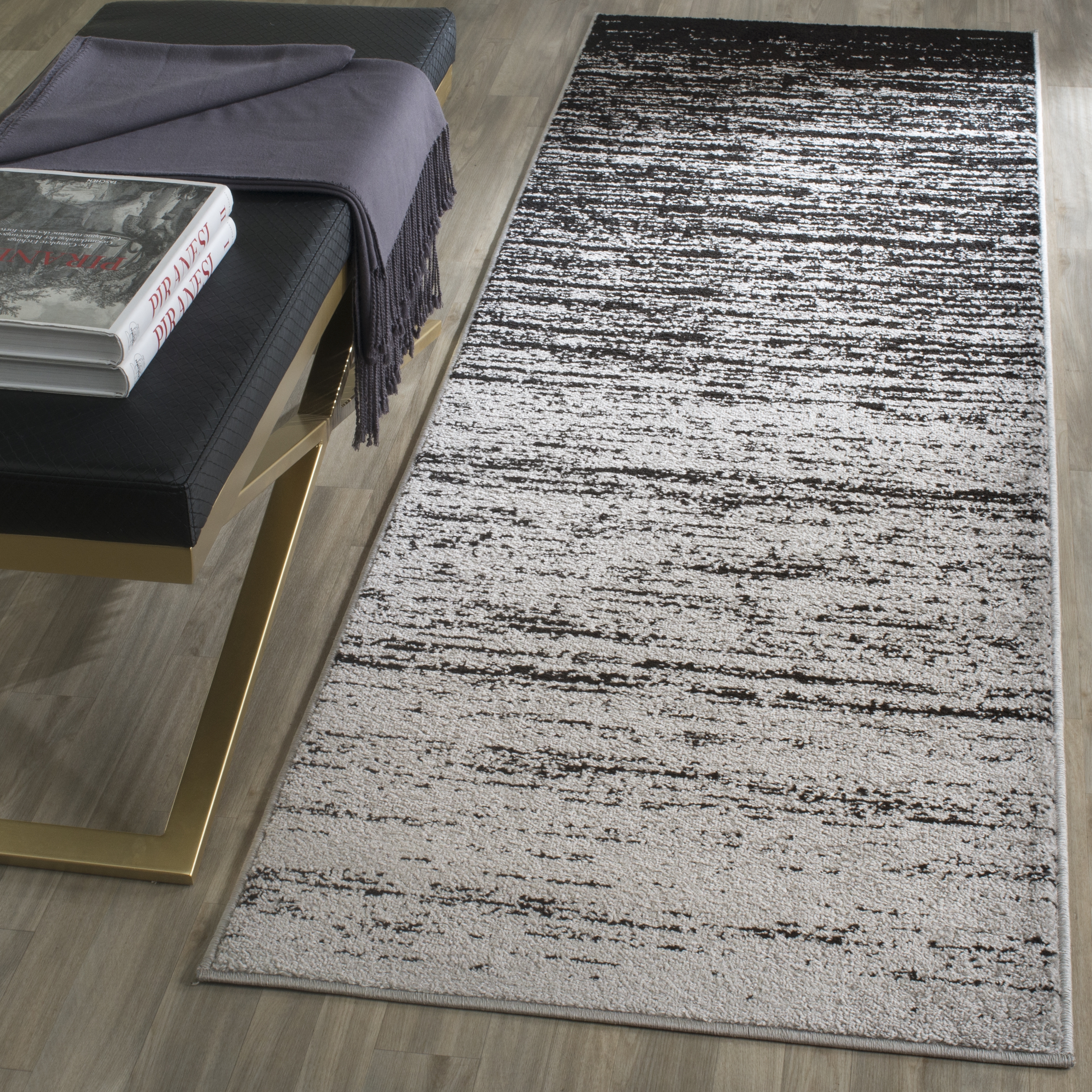 Arlo Home Woven Area Rug, ADR113A, Silver/Black,  2' 6" X 6' - Image 1