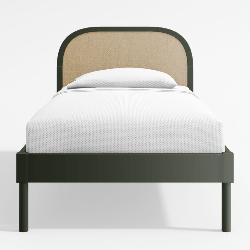 Maren Olive Green Cane Wood Kids Twin Bed - Image 2