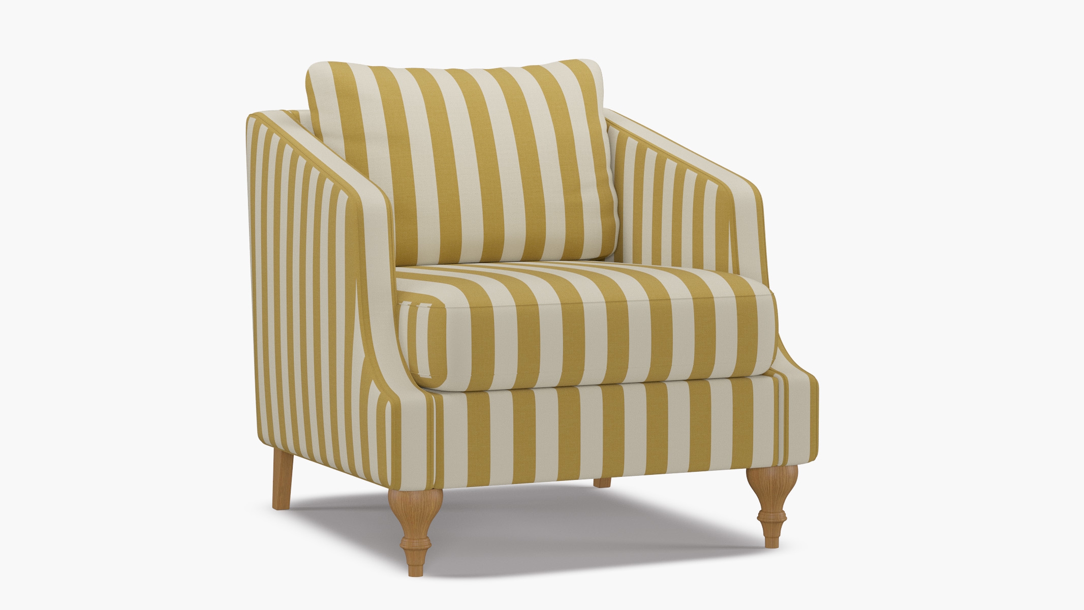 Slope Arm Chair, Citrine Cabana Stripe, Natural Turned Wood Leg - Image 1