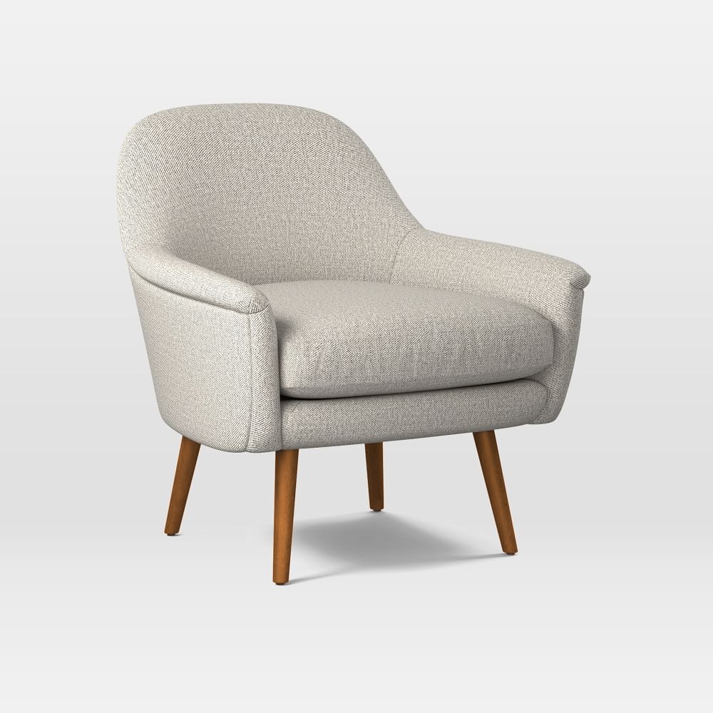 Phoebe Midcentury Chair, Poly, Twill, Dove, Pecan - Image 0