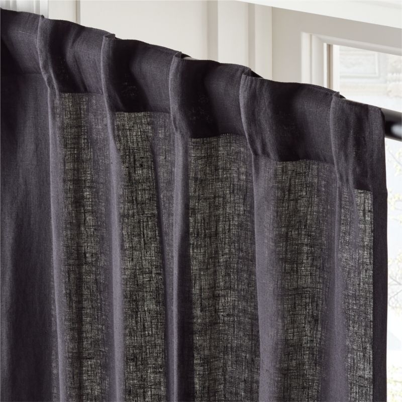 EUROPEAN FLAX™-Certified Linen Black Window Curtain Panel 48''x120" - Image 3