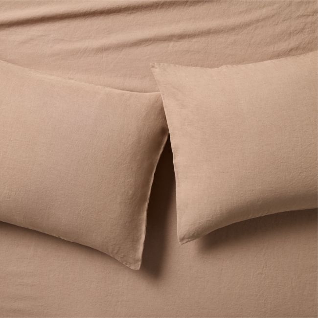 Classic EUROPEAN FLAX™-Certified Linen Tawny Brown King Pillowcases Set of 2 - Image 0