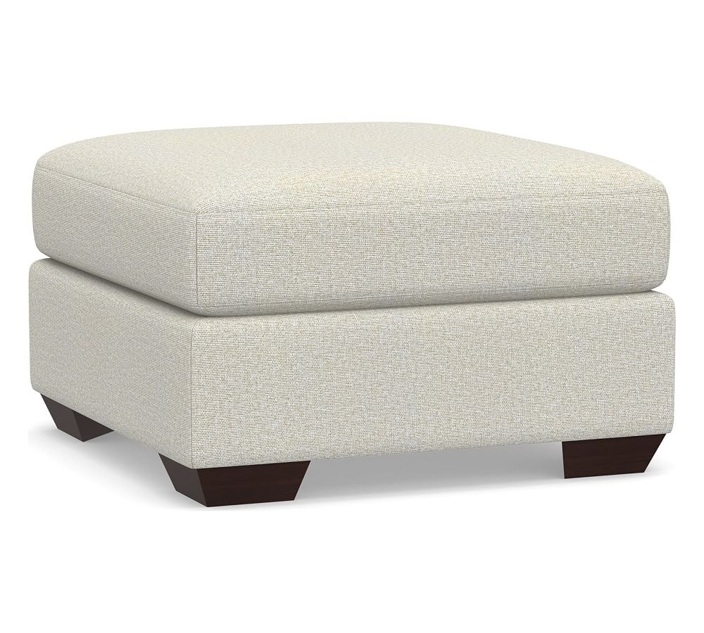 Big Sur Square Arm Upholstered Ottoman, Polyester Wrapped Cushions, Performance Heathered Basketweave Dove - Image 0