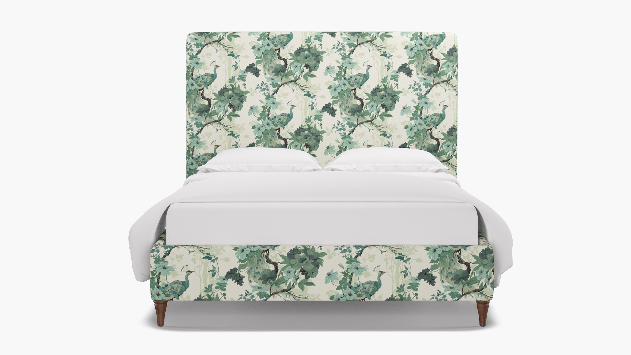 Classic Bed, Jade Peacock Park, Walnut Decorative Tapered Leg, Queen - Image 0