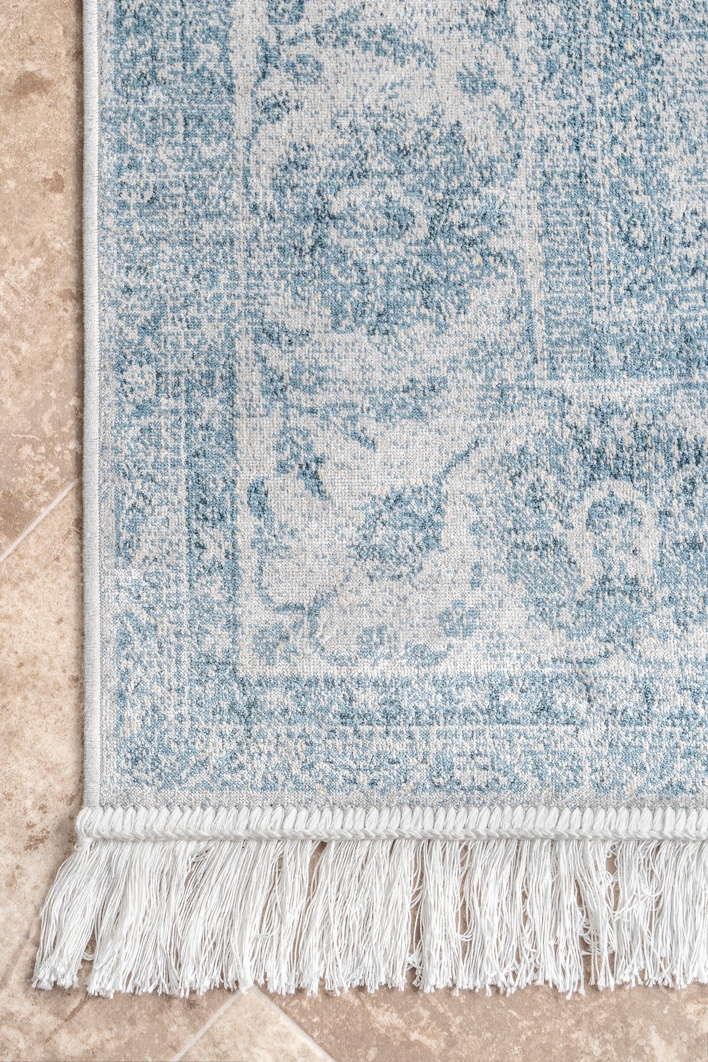 Vintage Floral Elyse Fringe Rug Area Rug - Image 2