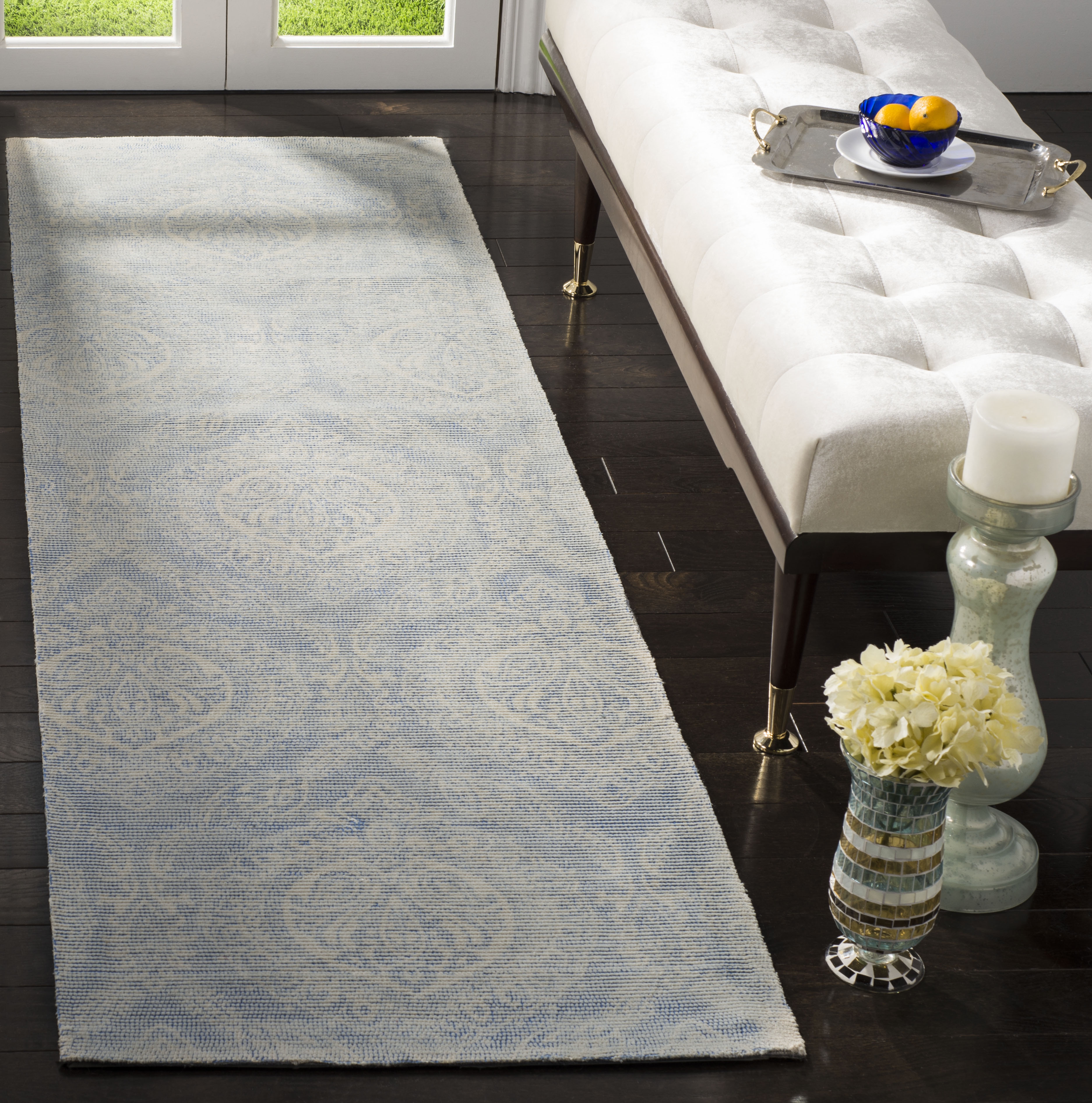 Arlo Home Hand Loomed Area Rug, MRB405M, Blue/Ivory,  2' 3" X 8' - Image 1