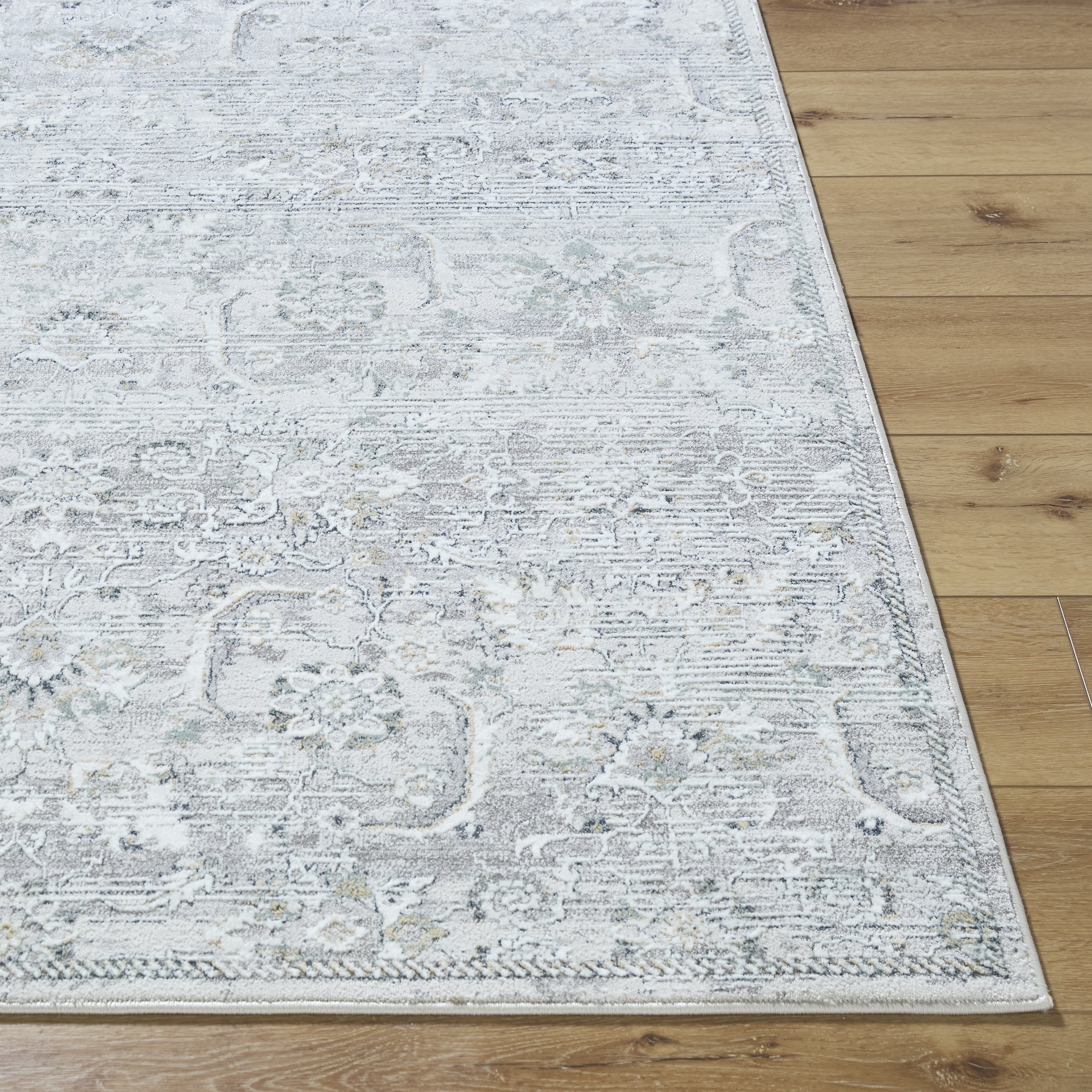 Lorenz Gray Indoor 5'3" x 7' Machine Woven Rug - Image 1