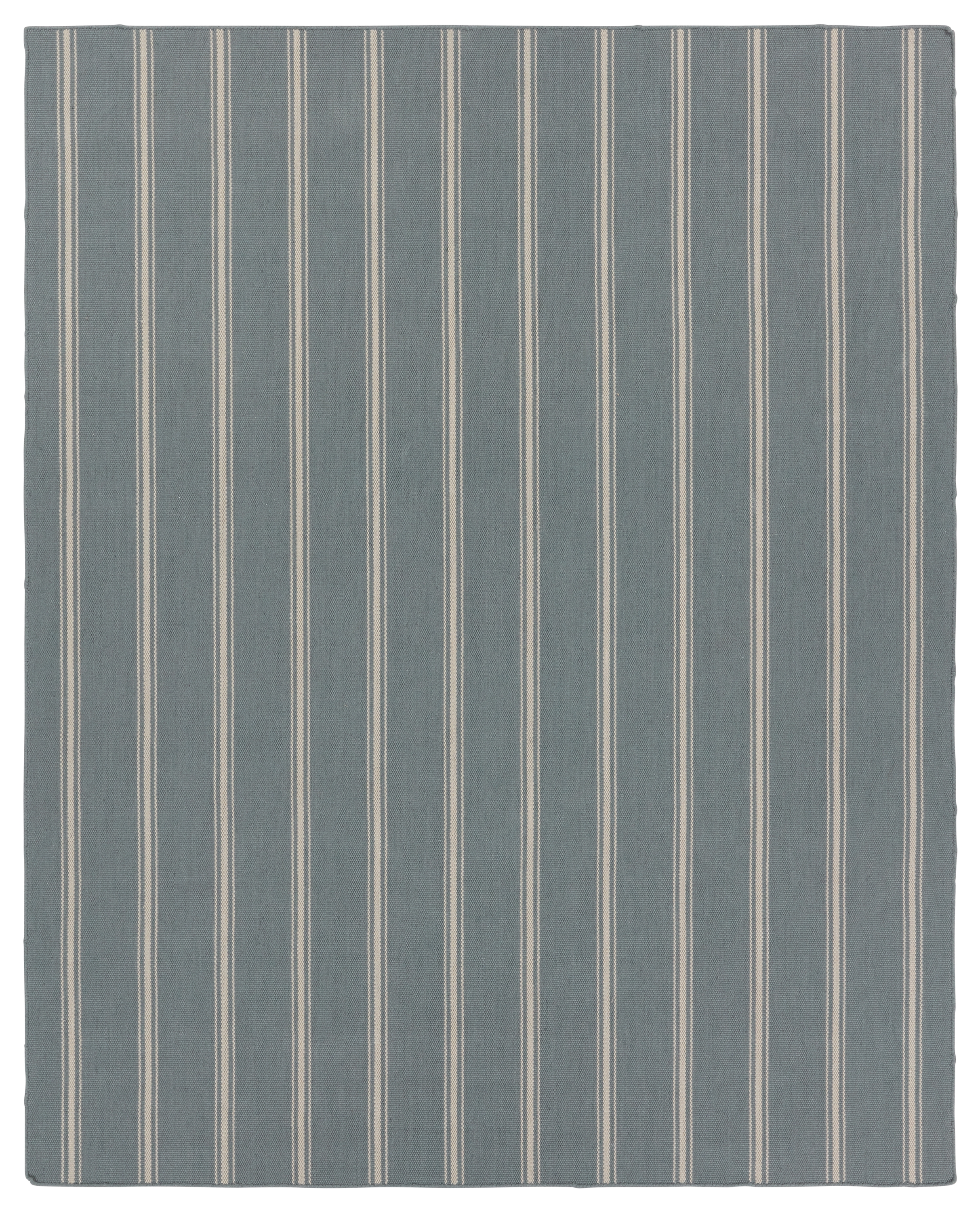Barclay Butera by Memento Handmade Indoor/Outdoor Striped Slate/ Ivory Area Rug (18"X18") - Image 0