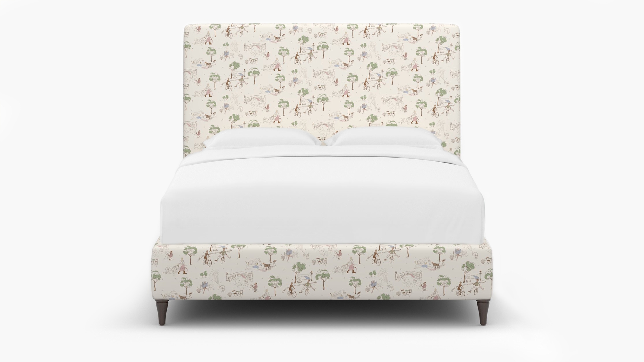 Classic Bed, Multi Central Park Toile, Espresso Decorative Tapered Leg, Full - Image 1