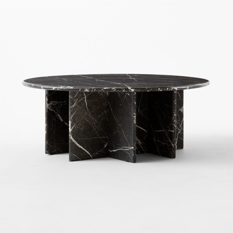 Pasar 42" Round Black Marble Coffee Table - Image 2