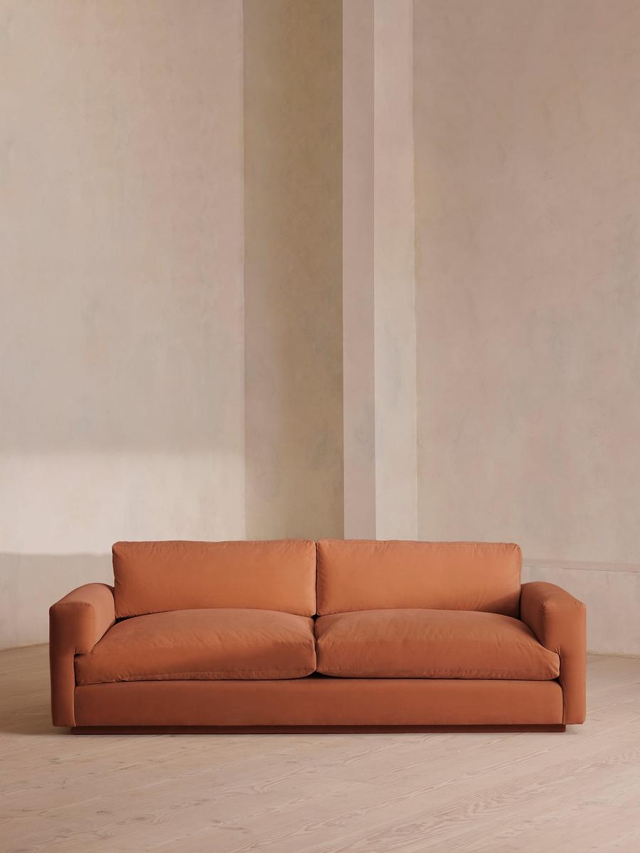 Mossley Three Seater Sofa, Velvet, Antique Rose, US - Image 0