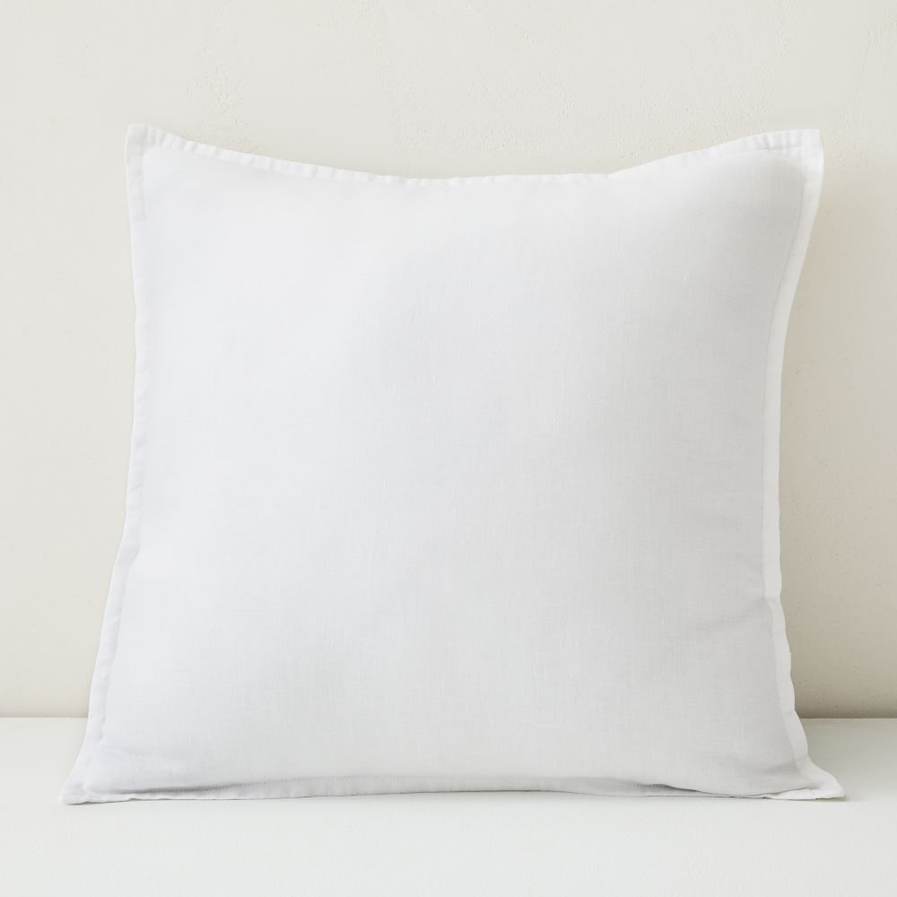 European Flax Linen Pillow Cover, 20"x20", White - Image 0