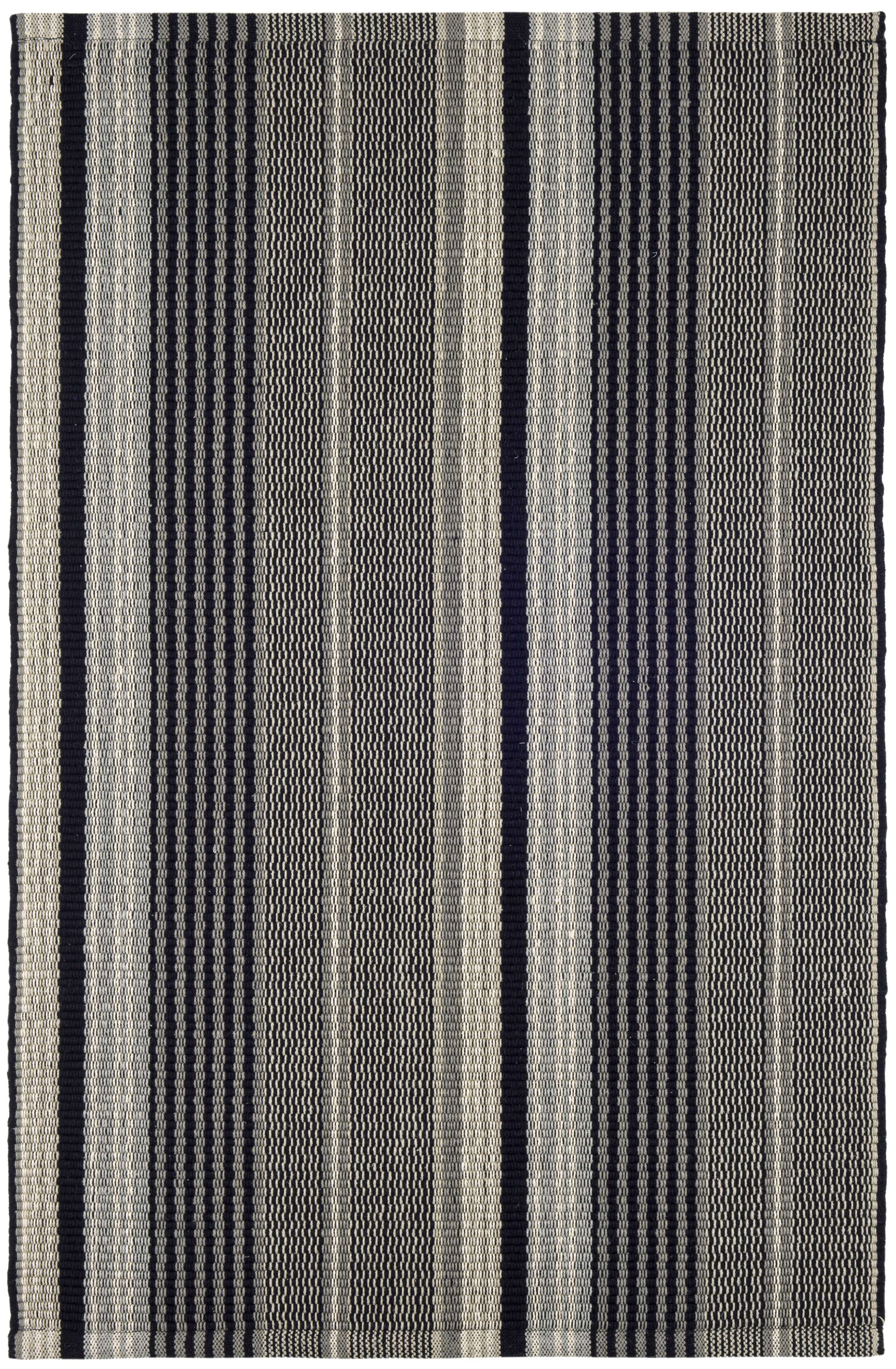 Alfie Ticking Black Handwoven Cotton Rug - Image 0