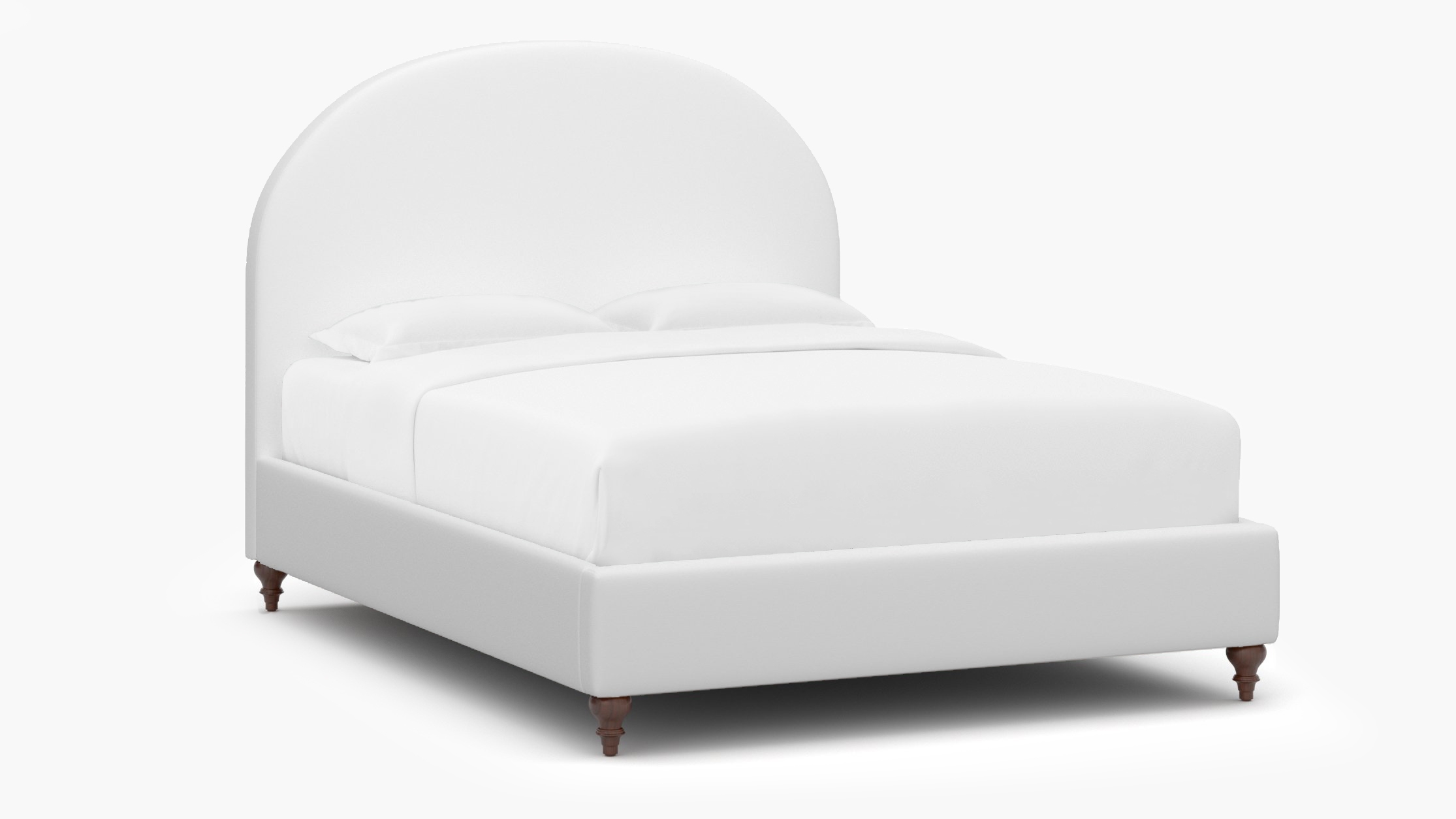 Demilune Bed, White Twill, Walnut Traditional Turned Leg, Twin - Image 1