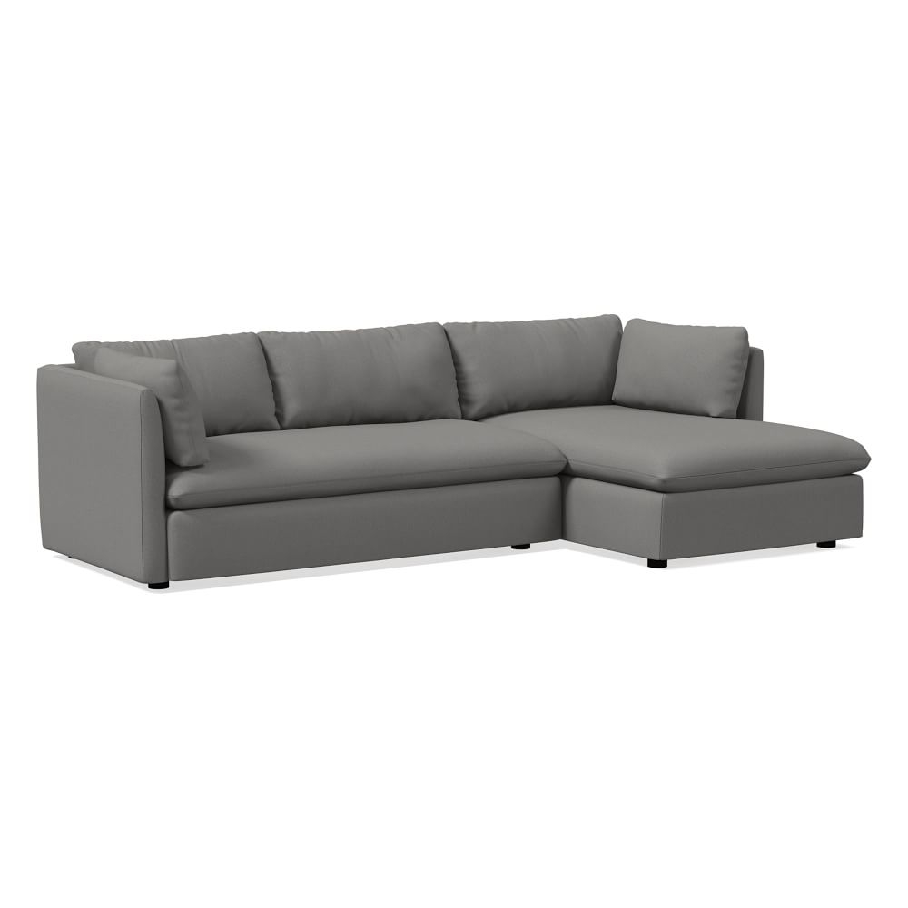 Shelter 105" Right 2-Piece Chaise Sectional, Performance Washed Canvas, Storm Gray - Image 0