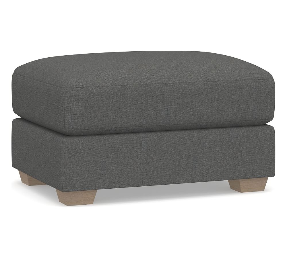 Canyon Roll Arm Upholstered Ottoman, Polyester Wrapped Cushions, Park Weave Charcoal - Image 0