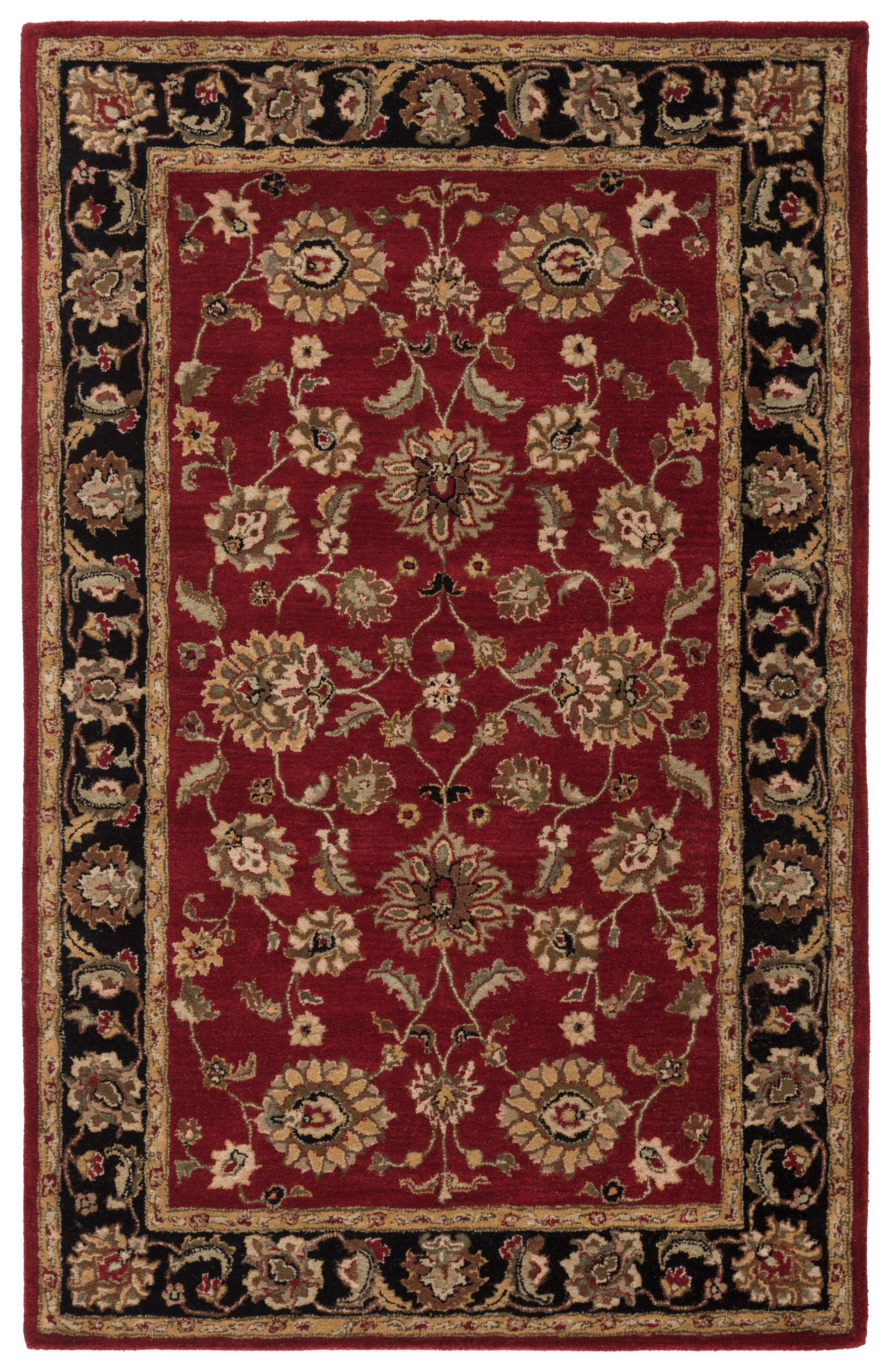 Anthea Handmade Floral Red/ Black Area Rug (2' X 3') - Image 0
