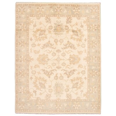 One-of-a-Kind Royal Hand-Knotted New Age Ushak Cream 9'3" x 11'11" Wool Area Rug - Image 0