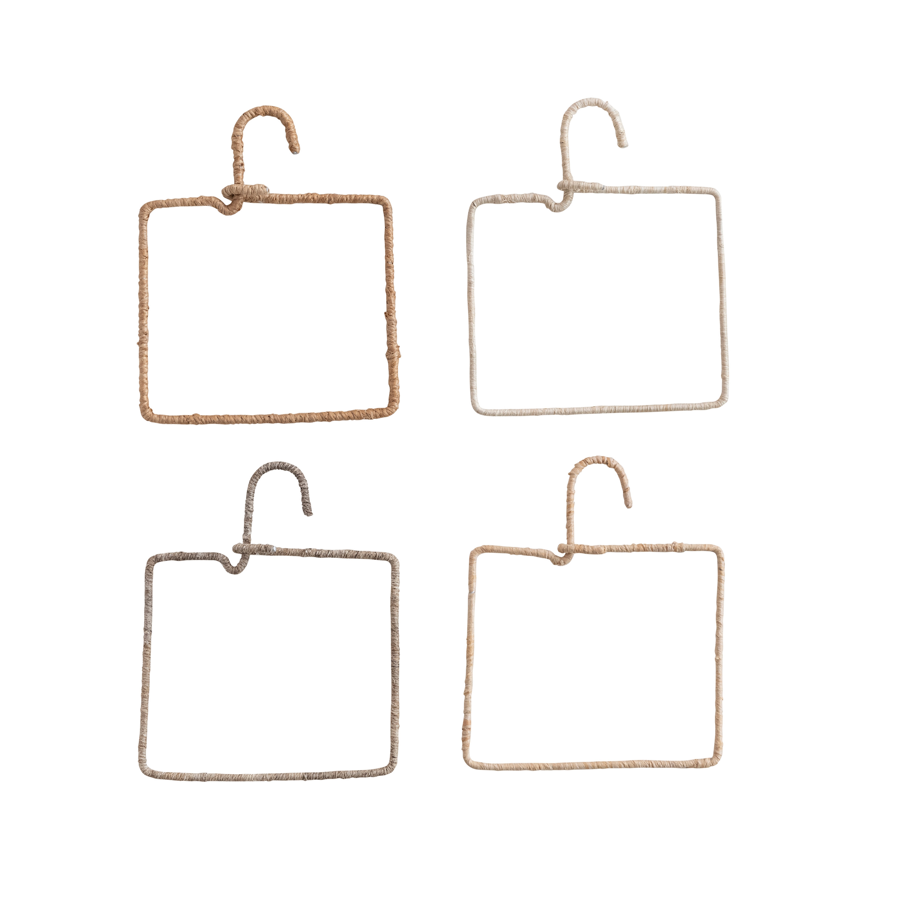 Aluminum and Natural Fiber Wrapped Hanger, Natural, Set of 4 - Image 0