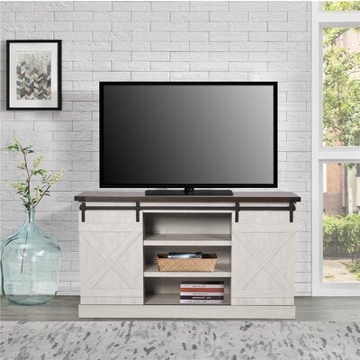 TV Cabinet With Sliding Barn Door For Living Room, TV Stand For Multi Size TV, Rustic Entertainment Center Console With Storage, Adjustable Shelf - Image 0