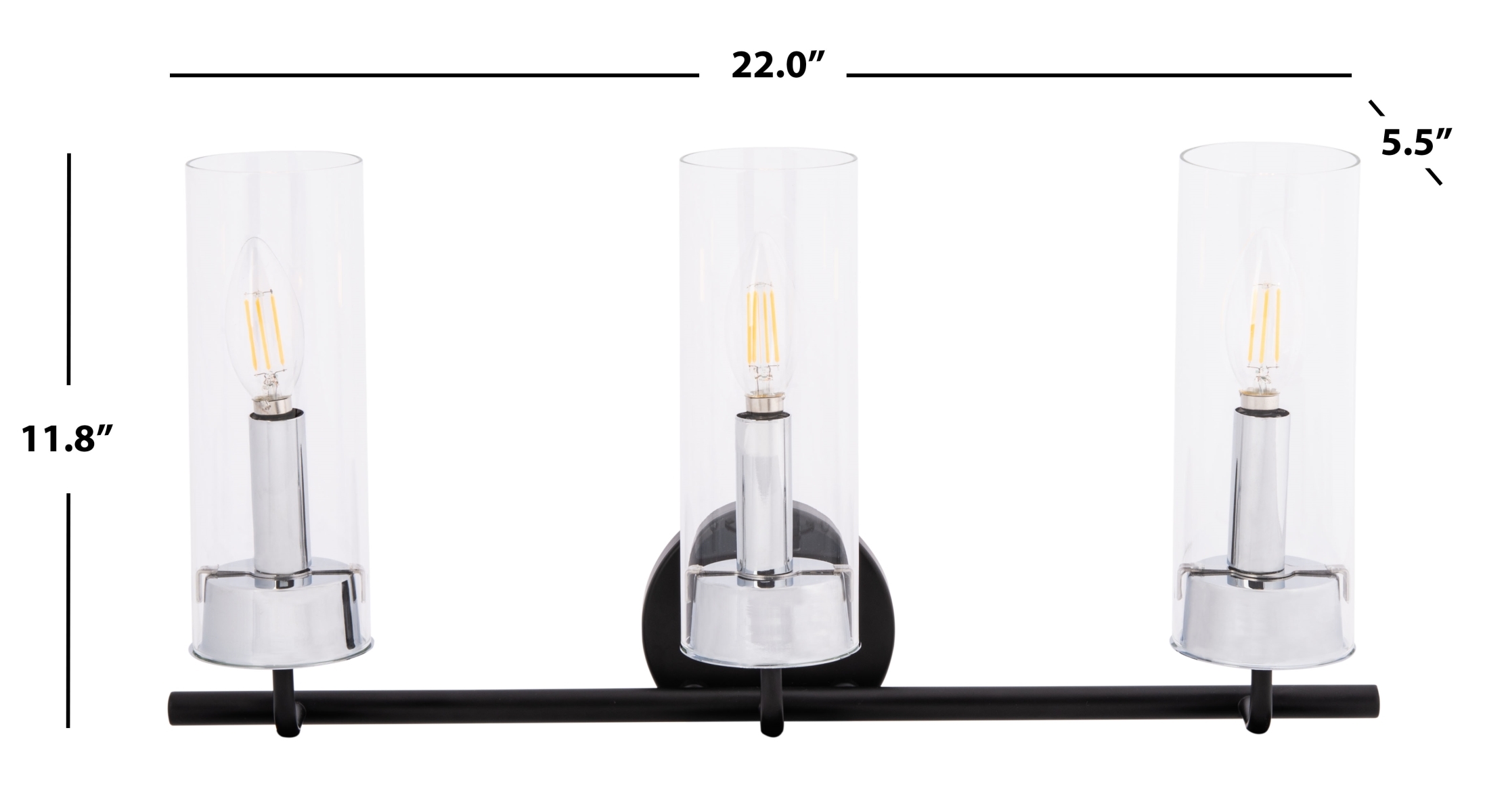 Remery Vanity Sconce - Chrome/Black - Safavieh - Image 0