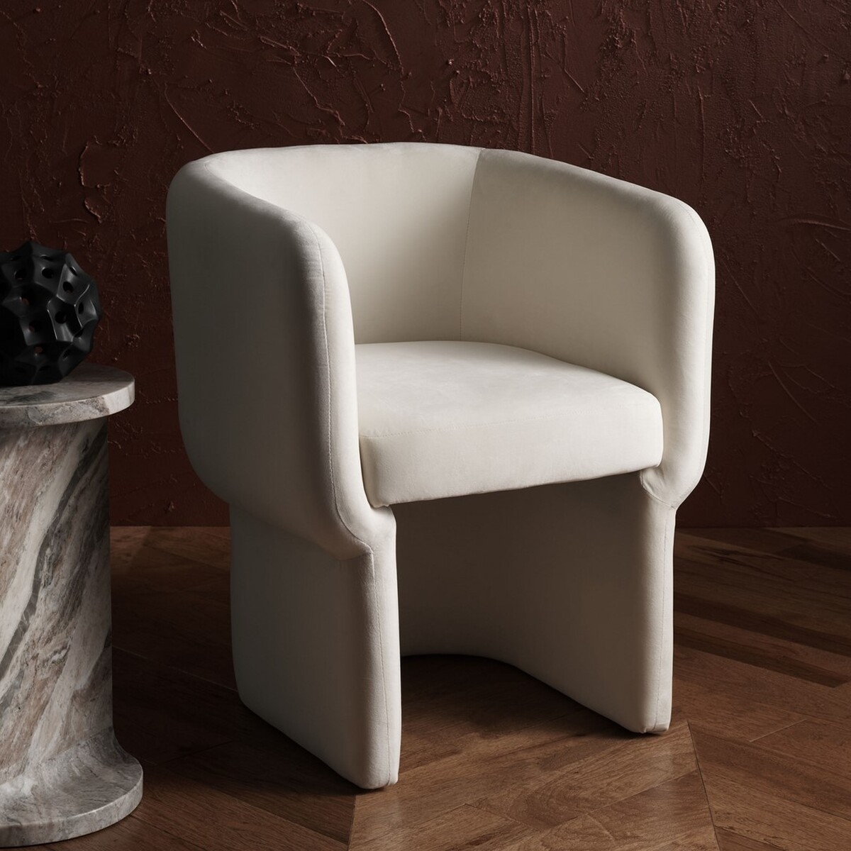 Wally Velvet Dining Chair - Cream - Image 1