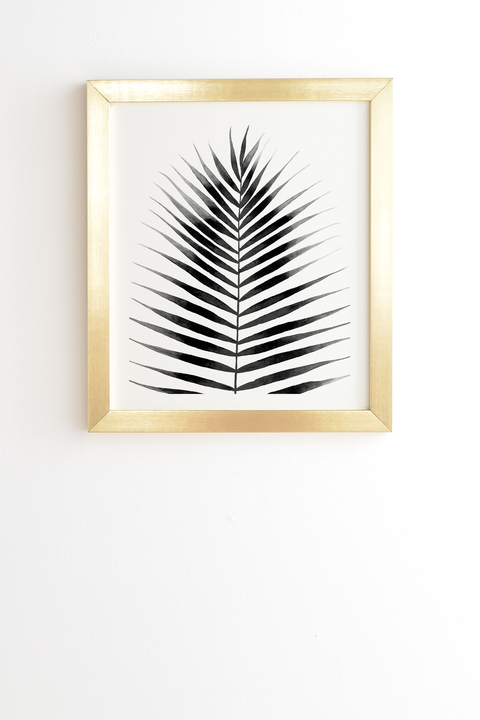Palm Leaf Watercolor Black And White by Kris Kivu - Framed Wall Art Basic Gold 8" x 9.5" - Image 0