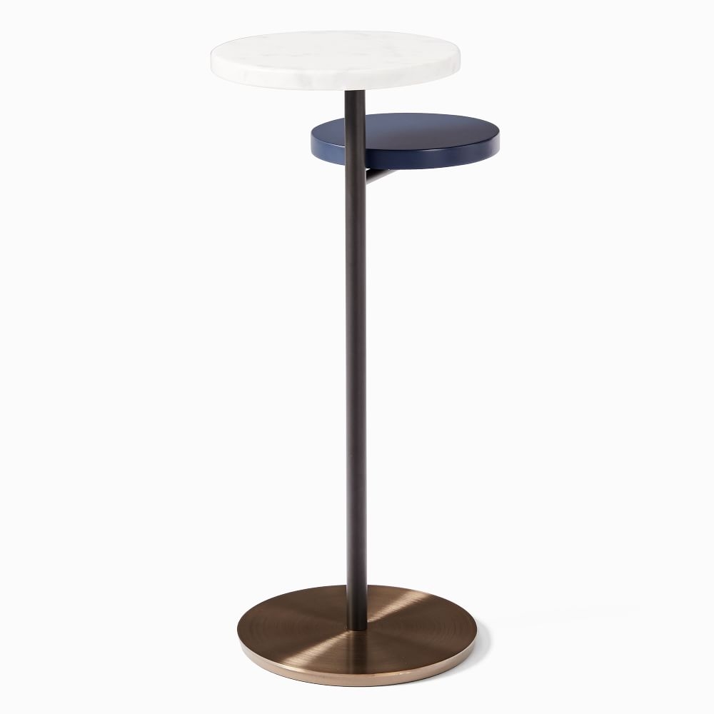 Eclipse Drink Table, Walnut & Marble & Antique Bronze - Image 0