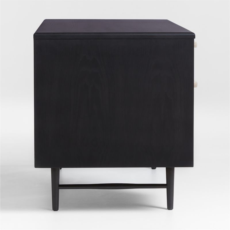 Kaufman 62" Black and Natural Wood Desk with File Drawer - Image 4