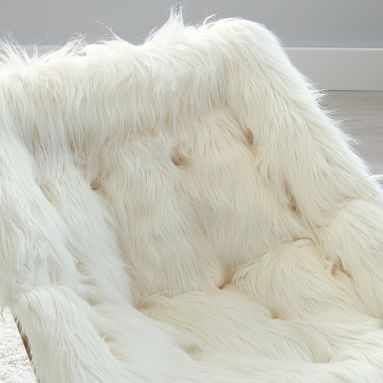 Himalayan Faux-Fur Square Hang-A-Round Chair, Ivory/White - Image 1