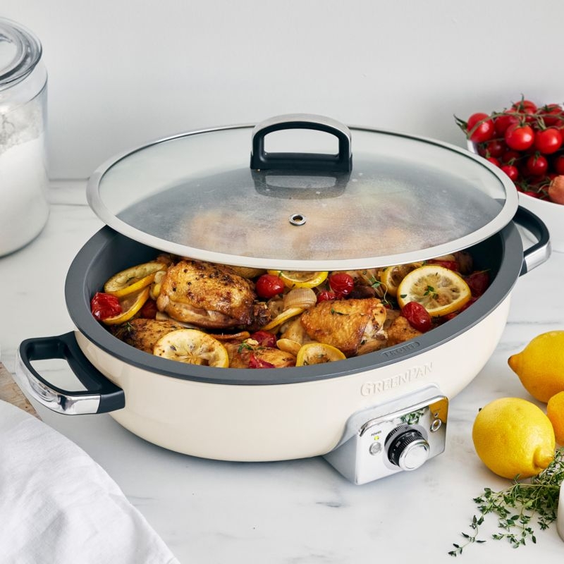 GreenPan ™ Elite Oval Electric Skillet in Cloud Cream - Image 3