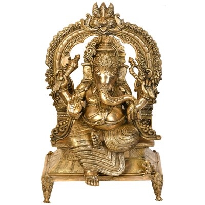 Lord Ganesha Seated On Kirtimukha Throne - Image 0