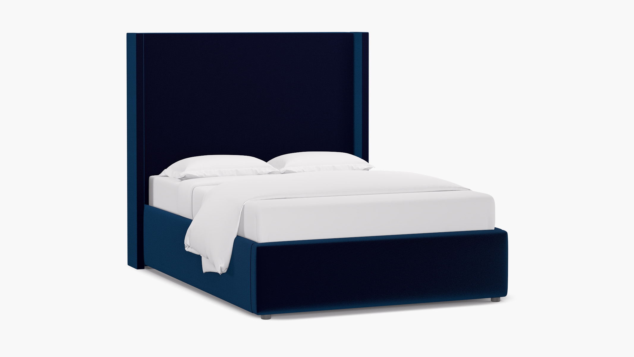 Modern Wingback Bed, Cobalt Performance Plush Velvet, Full - Image 1