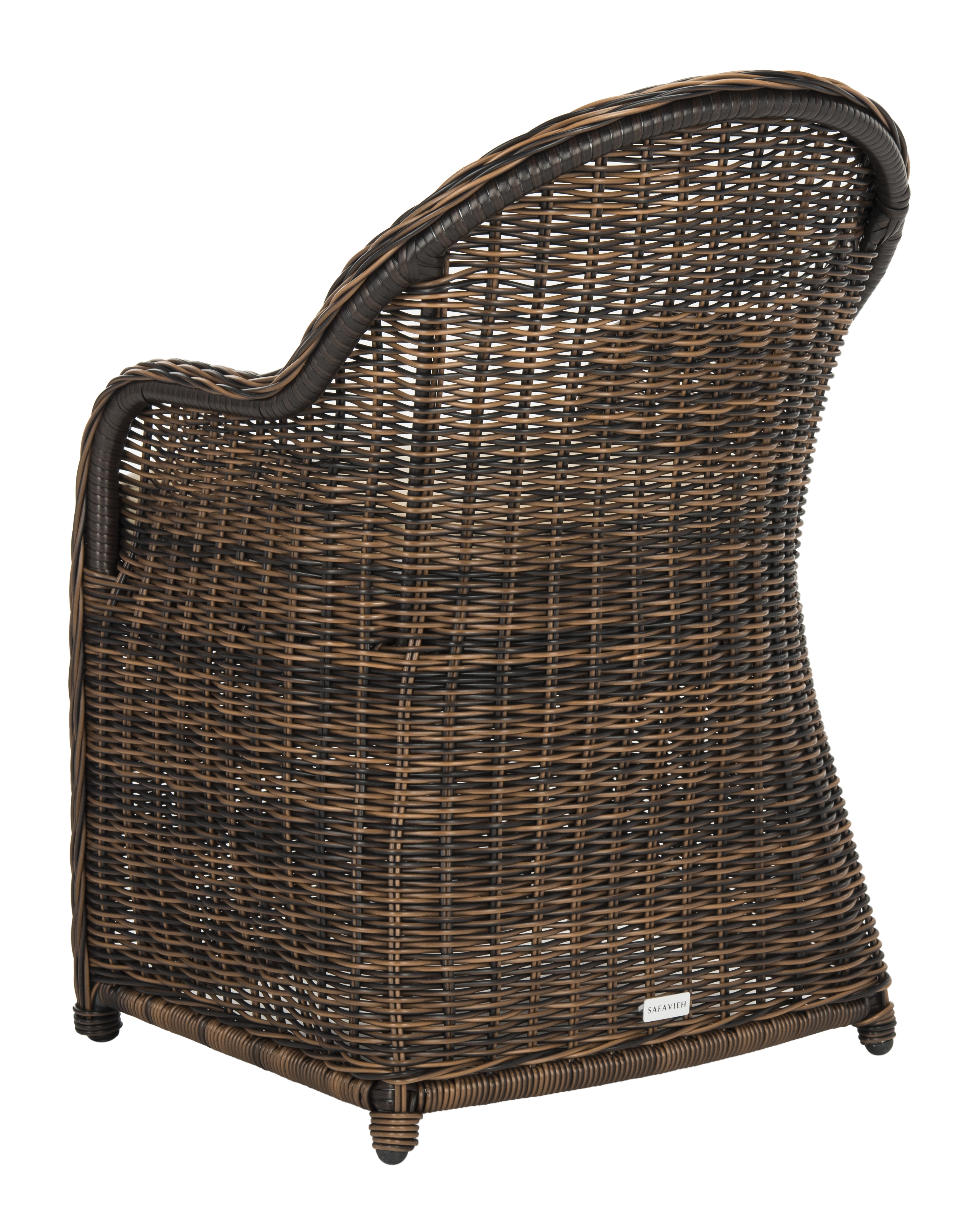 Newton Wicker Arm Chair With Cushion - Brown/Beige - Safavieh - Image 3