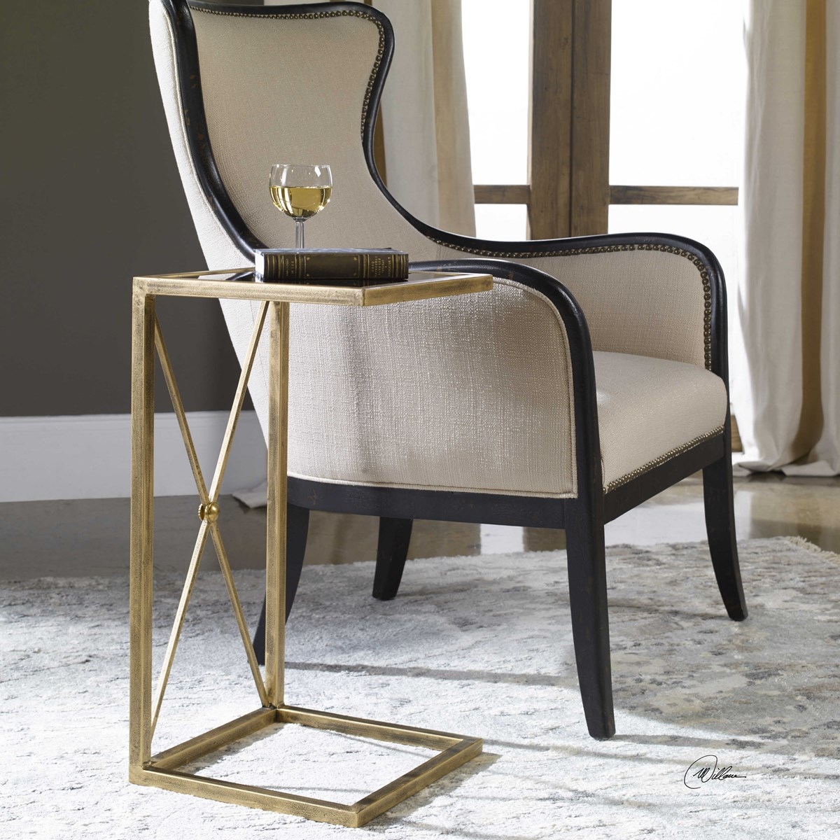 Zafina Side Table, Gold - Image 1