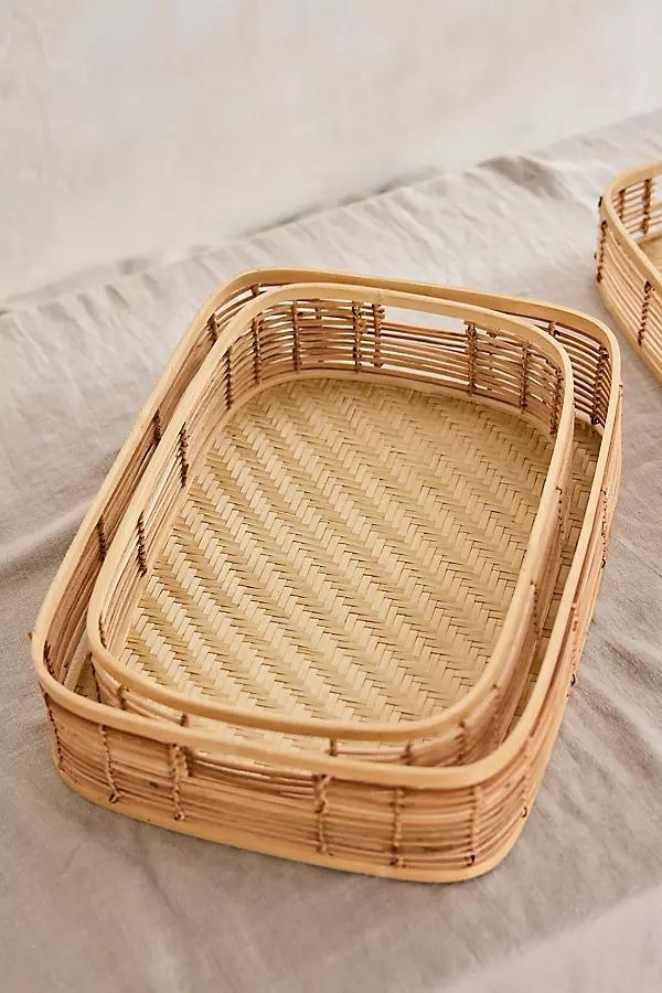 Woven Bamboo Trays, Set of 3 - Image 0