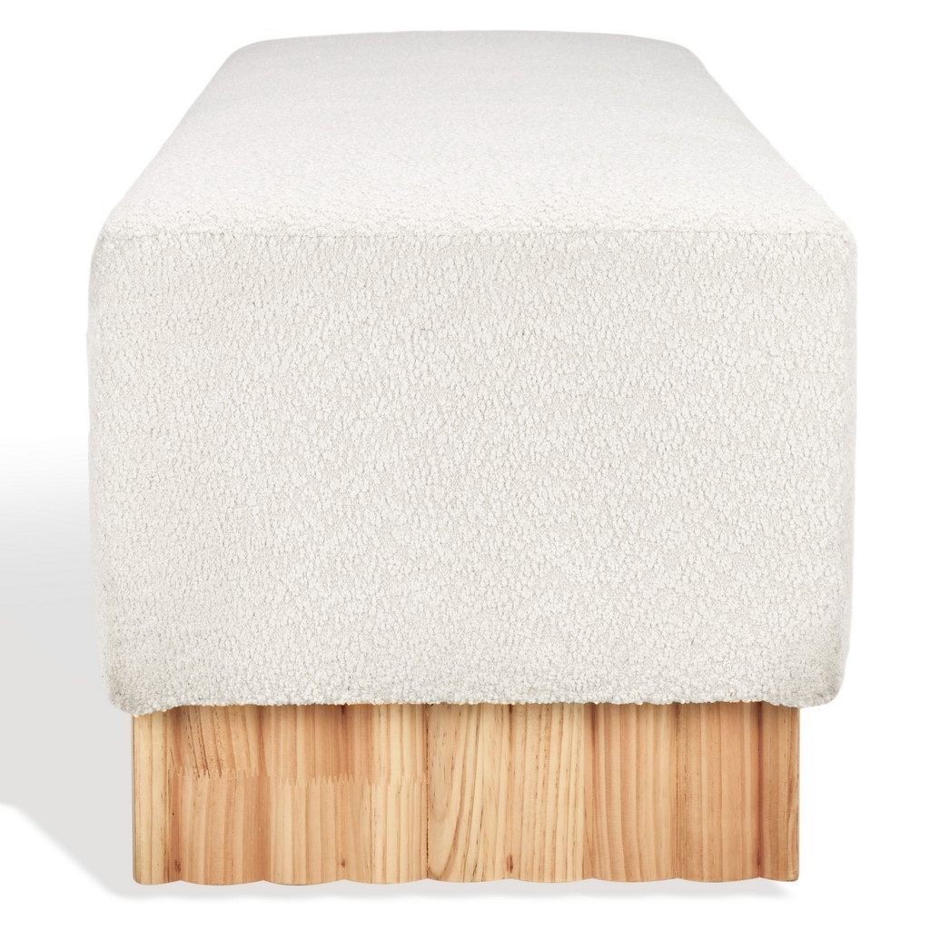 Tylie Boucle & Wood Bench - Ivory / Natural - Image 3