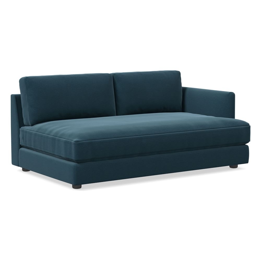 Haven XL Right Arm Sofa Bench, Trillium, Performance Velvet, Petrol, Concealed Supports - Image 0