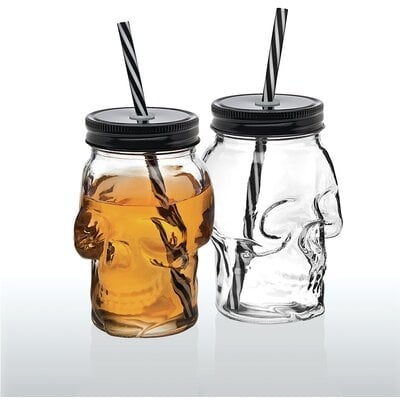 Skull Sippy Cups Insulated 16 oz. Glass Mason Jar - Image 0