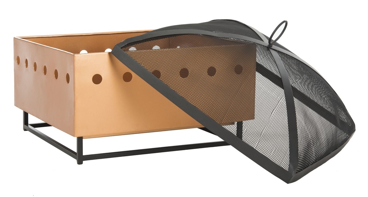 Wyatt Square Fire Pit - Copper/Black - Safavieh - Image 1